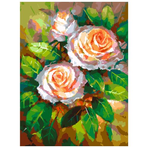 Белоснежка картина по номерам Ноктюрн с розами, 539-AS40x30см