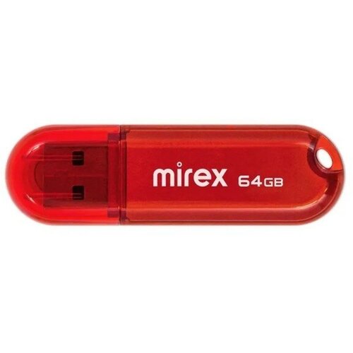 Флешка Mirex CANDY RED, 64 Гб , USB2.0, чт до 25 Мб/с, зап до 15 Мб/с, красная флешка perfeo c01g2 64 гб red