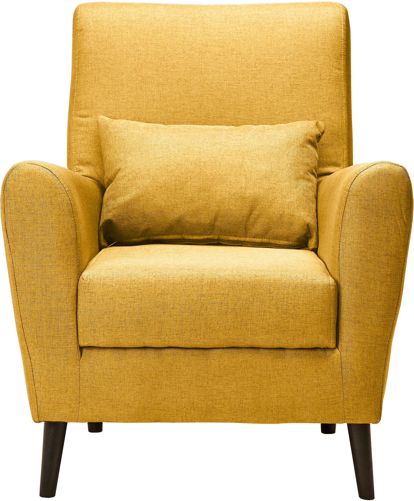 Кресло Либерти мягкое для отдыха, с подушкой, на ножках, рогожка Dream-Yellow