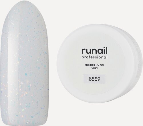 Изображение товара Моделирующий УФ-гель Runail с хлопьями Юки BUILDER UV GEL YUKI №8558, 15 г
