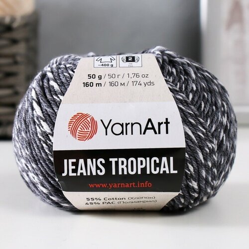 Пряжа Jeans Tropical 55% хлопок, 45% полиакрил 160м/50гр (611 тсерый-белый)