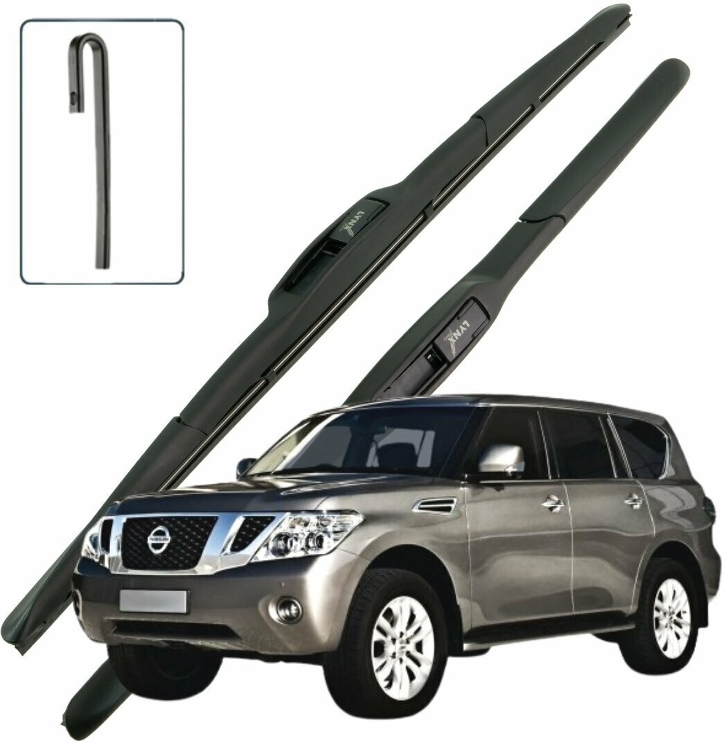 Дворники Nissan Patrol (6) Y62 Ниссан Патрол 5 дв 2010 2011 2012 2013 2014 Щетки стеклоочистителя гибридные 600мм-450мм к-т 2шт