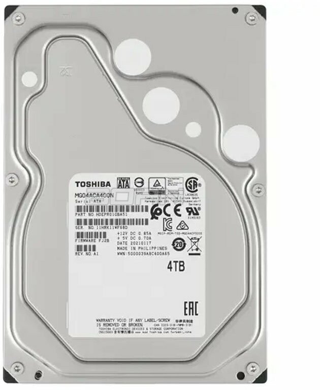 Жесткий диск Toshiba Enterprise 4tb 7200rpm, 128mb MG04ACA400N