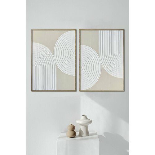 Набор из двух рельефных картин для интерьера DECORMARKT Пара #12, 50х70 см, в рамке из натурального дуба