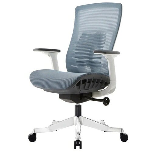 Кресло компьютерное - тесла плюс М сеткаткань голубое каркас белый 44827₽