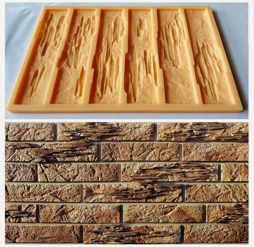 Изображение товара Кирпич со вставками камня ZIKAM — силиконовая форма DIY для облицовочной плитки. Гипсовый декор для интерьерного дизайна