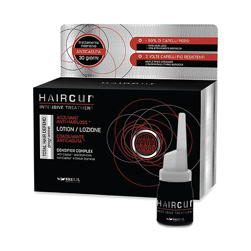 Brelil Professional HairCur Intensive Treatment Лосьон для волос и кожи головы против выпадения на основе стволовых клеток малины и комплекса капиксил (ампулы), 6 мл, 10 шт., ампулы