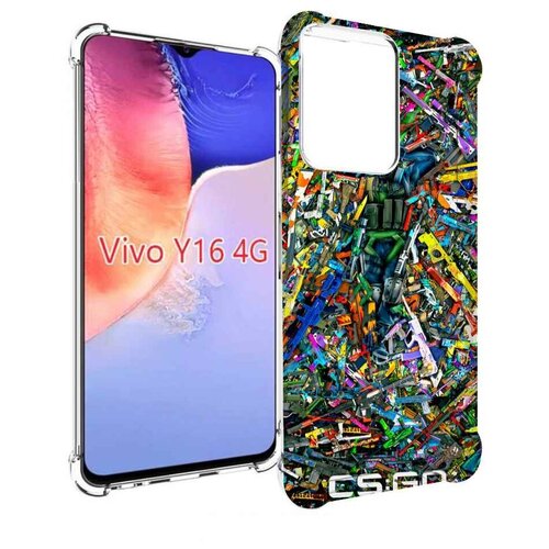 Чехол MyPads CS GO guns skins мужской для Vivo Y16 4G/ Vivo Y02S задняя-панель-накладка-бампер