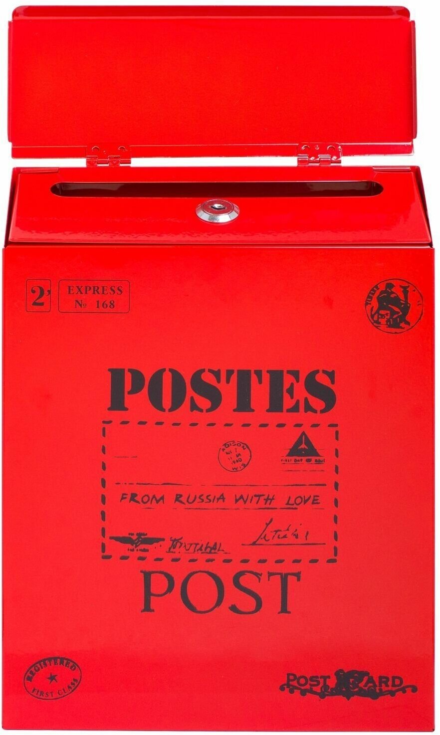 Почтовый ящик с замком уличный металлический для дома аллюр №3010 красный