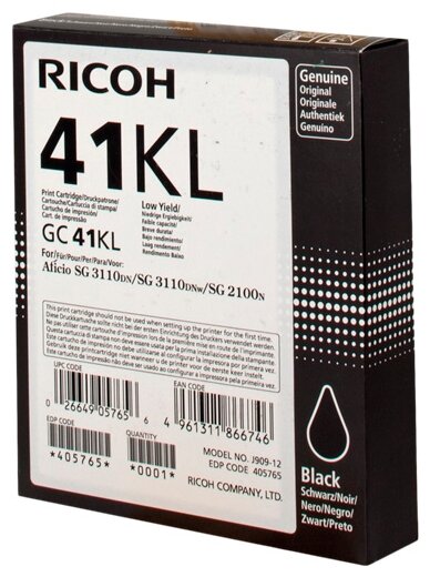 Ricoh Картридж оригинальный Ricoh type GC 41K-L 405765 type-GC 41KL черный гелевый, уменьшенного объема