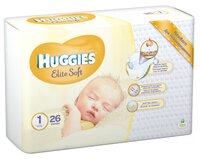 Huggies подгузники Elite Soft 1 (2-5 кг) 26 шт.