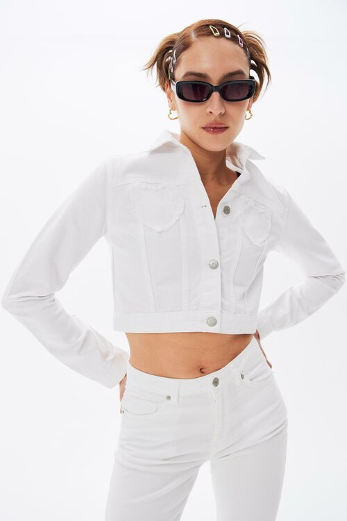 Пиджак Charmstore, укороченный, силуэт полуприлегающий, размер XS, белый