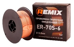 <b>Проволока</b> из металлического сплава REMIX ER-70S-6 0.8мм 1кг <span>диаметр: 0.80 мм, материал: металлический сплав, тип покрытия: омедненный</span>