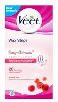 Veet Восковые полоски Easy Gelwax с маслом ши и ароматом ягод для нормальной кожи 20 шт.