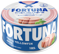 Fortuna Тунец yellowfin филе в собственном соку, 185 г