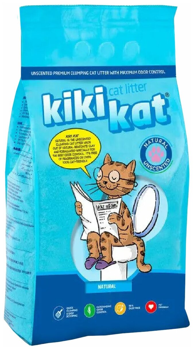 Бентонитовый наполнитель для кошачьего туалета "KikiKat" супер-белый комкующийся 5 л. - фотография № 2