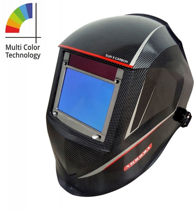 Маска сварщика Aurora SUN9 CARBON, хамелеон, с солнечной батареей, CR2450