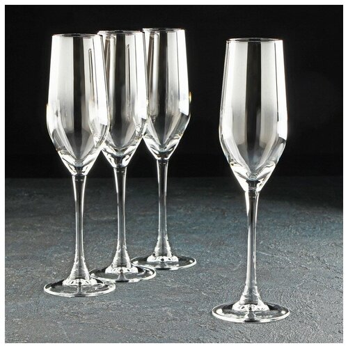 Набор стеклянных бокалов для шампанского Серебряная дымка 160 мл 4 шт 2299₽