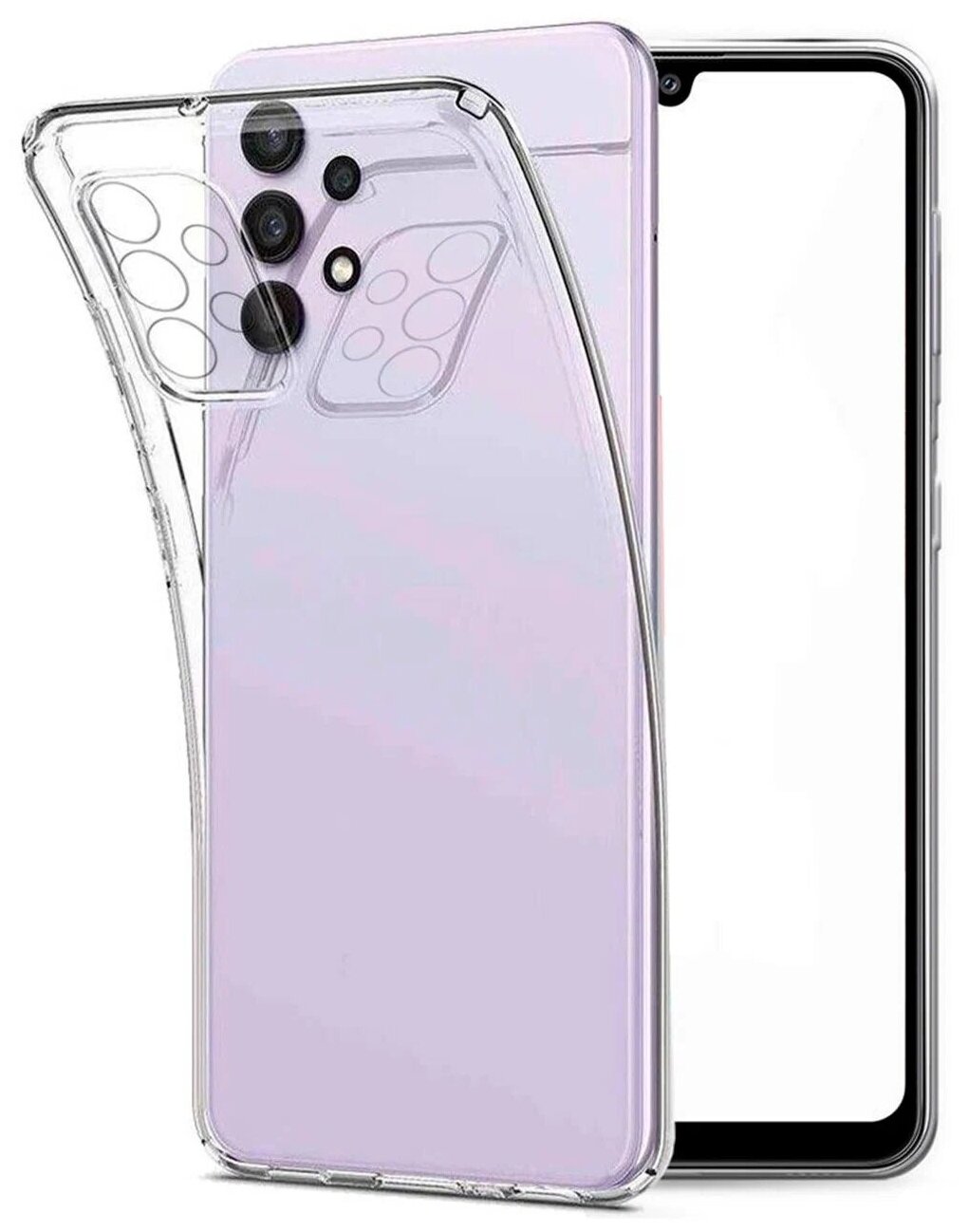 Ультратонкий защитный чехол для телефона Samsung Galaxy A72 / Силиконовый чехол на Самсунг Галакси А72 с защитой камеры (Прозрачный)