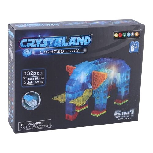 Конструктор Crystaland Lighted Brix 99014 Животные 6 в 1, 132 дет. светящийся конструктор crystaland 4 в 1 морские животные