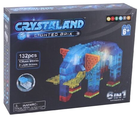 Светящийся конструктор Crystaland 6 в 1 Животные 132 дет.