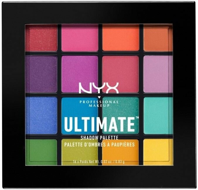 NYX Professional Makeup Палетка теней для век "Ultimate SHADOW PALETTE", Оттенок 04, BRIGHTS,13 г