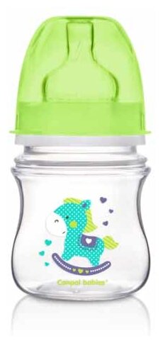 Canpol Babies Бутылочка антиколиковая с широким горлом EasyStart Toys, 120 мл, с рождения, салатовый