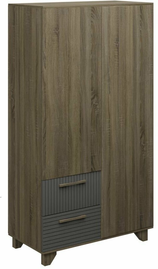 фото Стеллаж Копенгаген без стекла ЛДСП Дуб Самдал / МДФ Серый графит