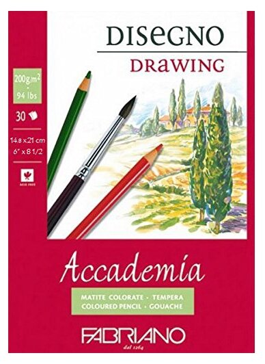 Альбом для рисования Fabriano Accademia Drawing  21 х 14.8 см (A5), 200 г/м², 30 л. белый