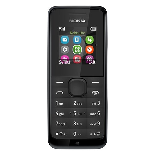 Телефон Nokia 105 2013 1 SIM черный 165700₽