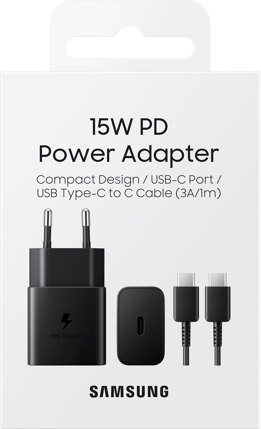 Сетевое зарядное устройство Samsung 15W Power Adapter (быстрая зарядка) EP-T1510XBEGRU с кабелем Type-C to Type-C