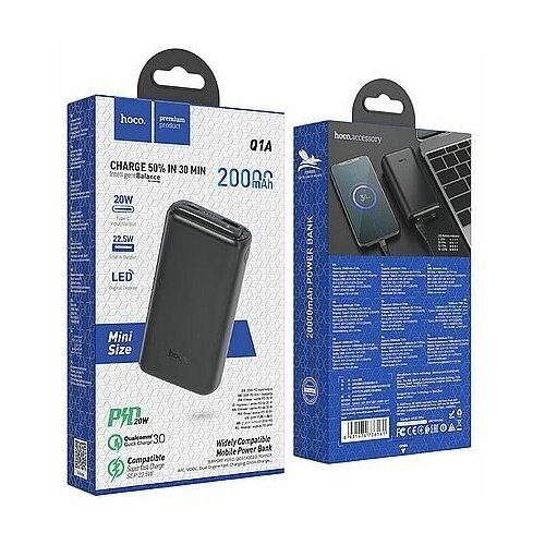 Портативное ЗУ HOCO Power Bank Q1A 20000 mAh PD 20W QC30 черный 28 325600₽