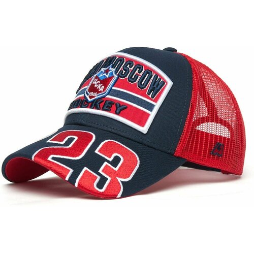 фото Бейсболка atributika & club, размер 55-58, красный, синий