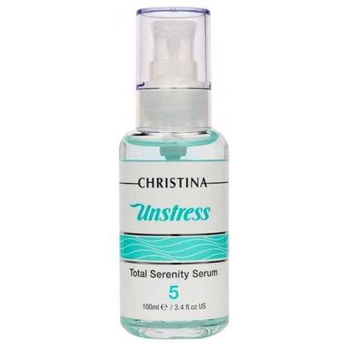 Christina Unstress Total Serenity Serum Успокаивающая сыворотка Тоталь (шаг 5) для лица, шеи и декольте, 100 мл christina forever young total renewal serum омолаживающая сыворотка для лица шеи и декольте тоталь шаг 7 30 мл