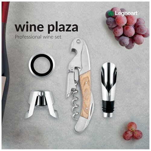 Набор из 4 винных аксессуаров для вина Legnoart Wine Plaze