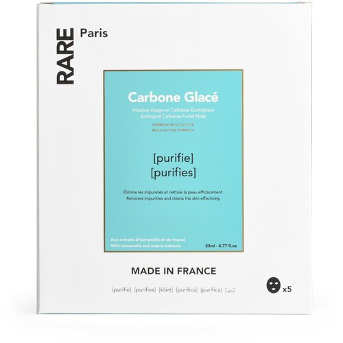 RARE Paris Очищающая тканевая маска для лица Carbone Glace, 23 мл (упаковка 5 шт)