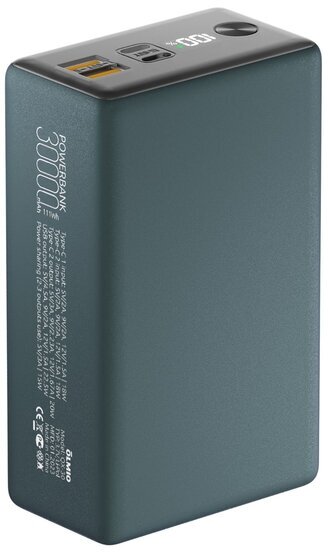 Внешний аккумулятор Olmio QX-30, 30000mAh, 22.5W, QC, PD, темно-зеленый