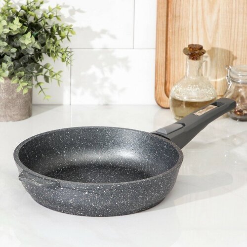 Сковорода Гранит d22 см съёмная ручка антипригарное покрытие цвет серый 3122₽