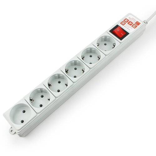 сетевой фильтр power cube 5 1 sockets 1 9m white spg 5 1 16 PowerCube Фильтр-удлинитель (SPG(5+1)-B-6), 1,9 м 6 розеток 10А/2,2кВт, серый