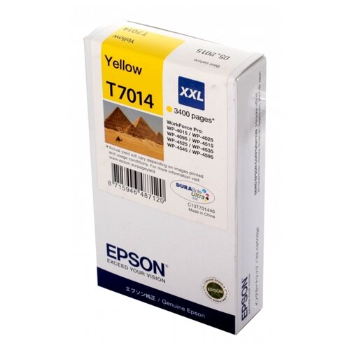 набор картриджей ds t7011 t7014 Картридж Epson C13T70144010, 3400 стр, желтый