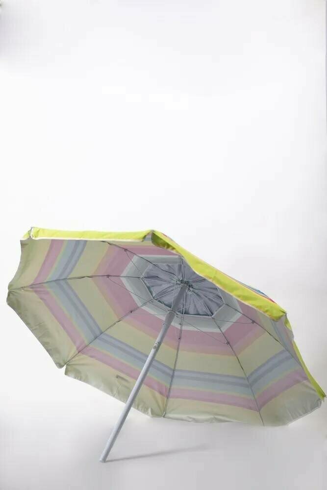 Зонт пляжный, солнцезащитный 2.0 м , 8 спиц метал бел. ткань-оксфорд с серебром внутри. С клапаном и наклоном. - фотография № 6