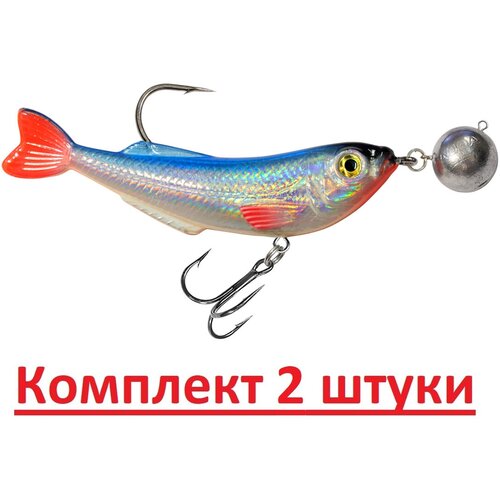 фото Воблер aqua jig-dok с чебурашкой 86mm, цвет 015 (голубая спинка), 2 штуки