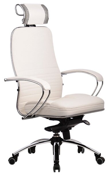 Компьютерное кресло Метта SAMURAI KL-2.04 для руководителя, обивка: искусственная кожа, цвет: белый лебедь
