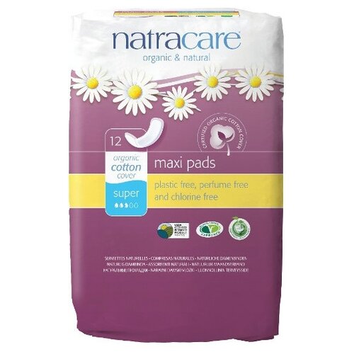 Natracare прокладки Maxi Pads Super закругленные, 3 капли, 12 шт.