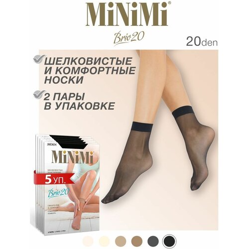 Носки MiNiMi, 20 den, 5 пар, размер 0 (UNI), черный носки женские полиамид minimi brio 20 calz набор 4 шт размер б р bianco белый