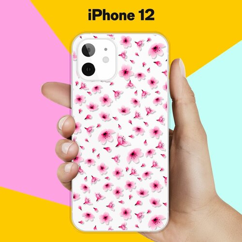 Силиконовый чехол Цветы розовые на Apple iPhone 12