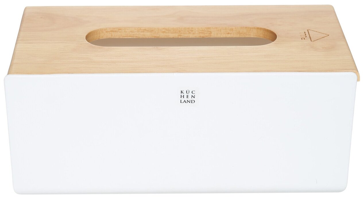 фото Бокс для бумажных салфеток Kuchenland, 23х13 см, пластик/каучуковое дерево, белый, White style