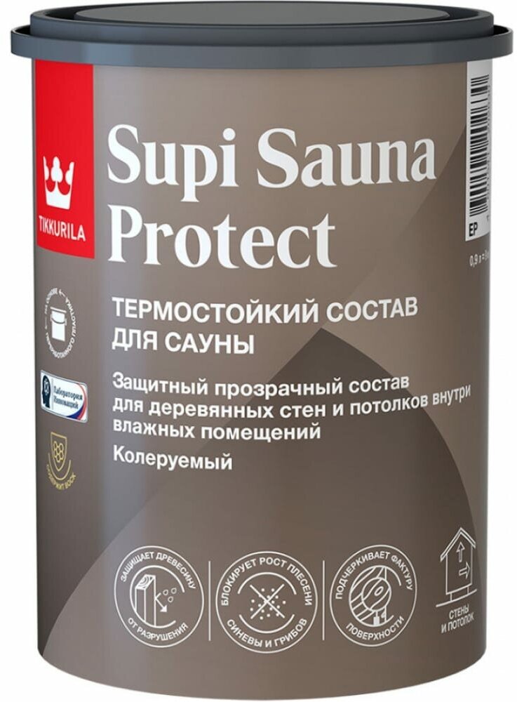 Tikkurila Защитный состав для саун supi sauna protect полуматовый база ep 09 л 253709