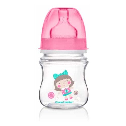 Canpol Babies Бутылочка антиколиковая с широким горлом EasyStart Toys, 120 мл, с рождения, розовый canpol babies бутылочка антиколиковая с широким горлом pp easystart royal baby 120 мл с рождения розовый