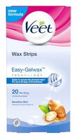 Veet Восковые полоски Easy Gelwax с витамином E и миндальным маслом для чувствительной кожи 12 шт.